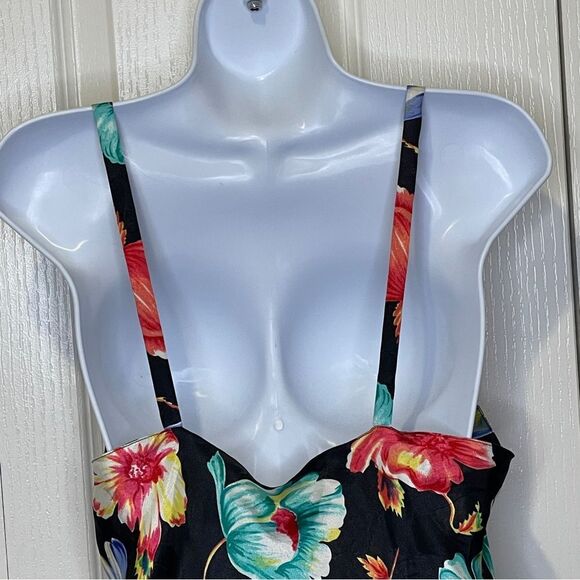 Vintage Victoria’s Secret Gold Label Floral Asymmetrical Slip Dress Black Large - Picture 9 of 13